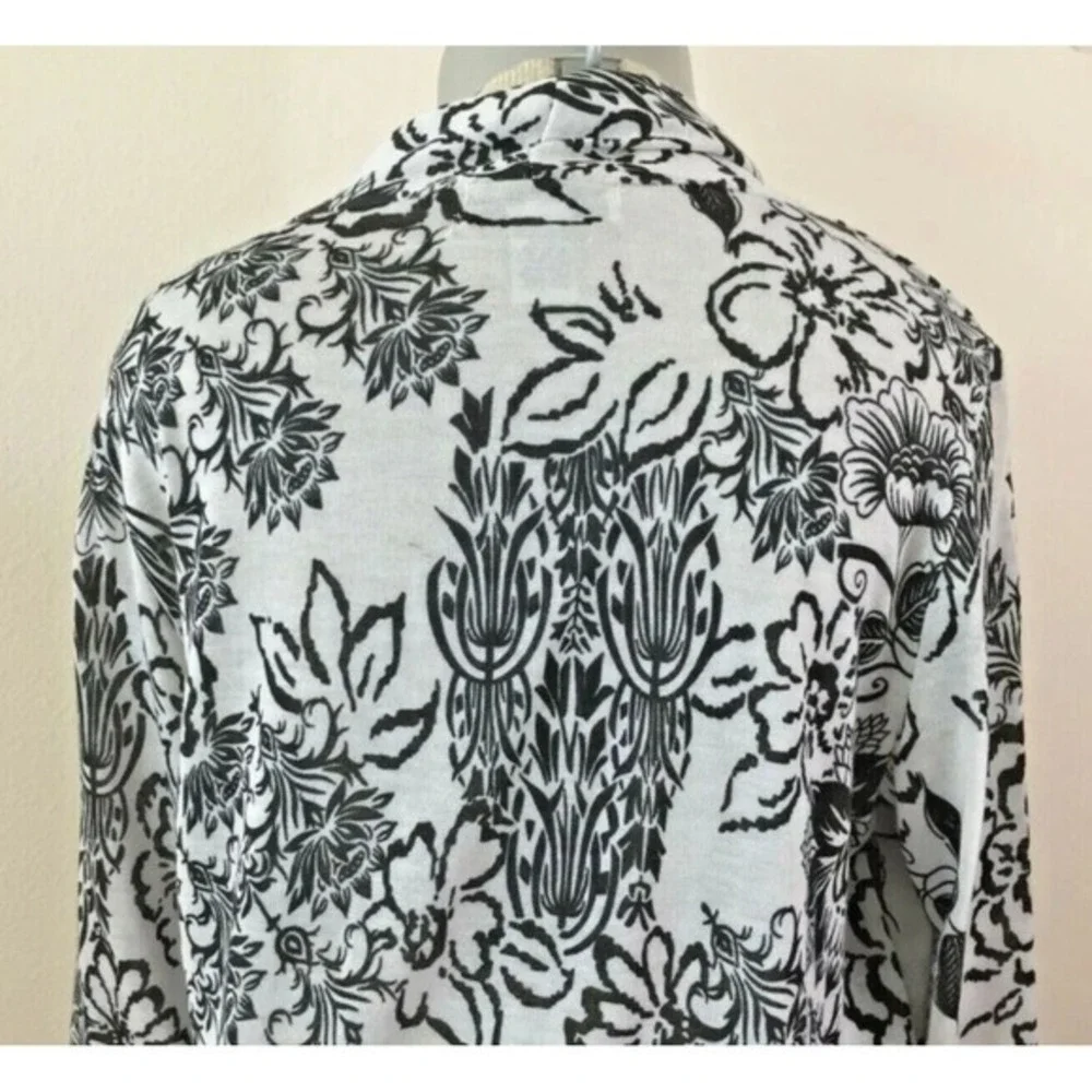 Sara Morgan Open Cardigan‎ Attached Tank L Floral Artsy Boho Office Work Preppy - Picture 4 of 7